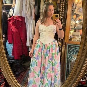 Gunne Sax Cream Strapless Dress